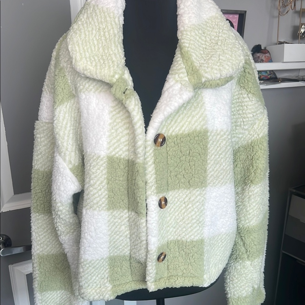 Private Label Green and White Plaid Jacket
